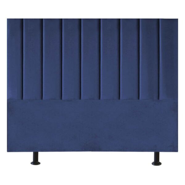 Cabeceira Estofada Cama Box King 195 Cm Karla Suede Azul Mari