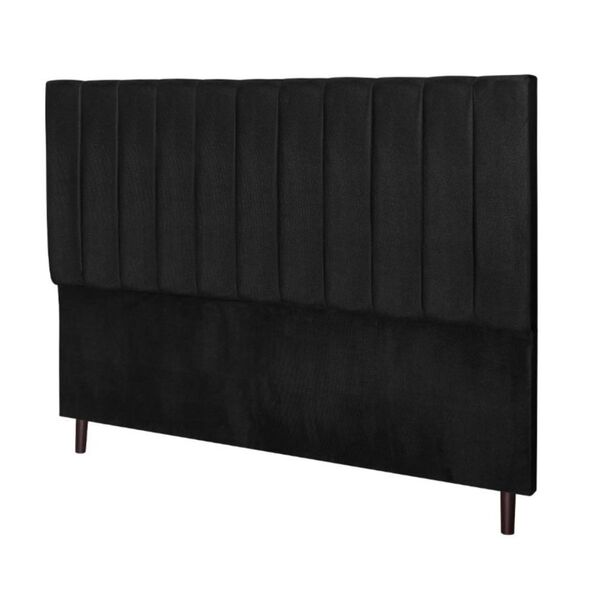 Cabeceira Estofada Cama Box King 195 Cm Leblon Suede Preto