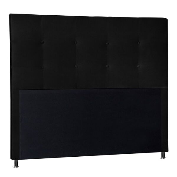 Cabeceira Estofada Cama Box King 195 Cm Londres Corino Preto