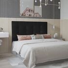 Cabeceira Estofada Cama Box King 195 Cm Londres Suede Preto