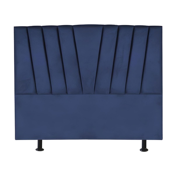 Cabeceira Estofada Cama Box King 195 Cm Louise Veludo Azul Ma