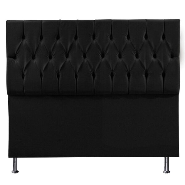 Cabeceira Estofada Cama Box King 195 Cm Madri Suede Preto