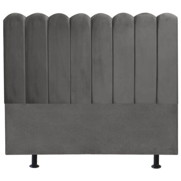 Cabeceira Estofada Cama Box King 195 Cm Maitê Linho Cinza