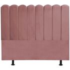 Cabeceira Estofada Cama Box King 195 Cm Maitê Veludo Rosê