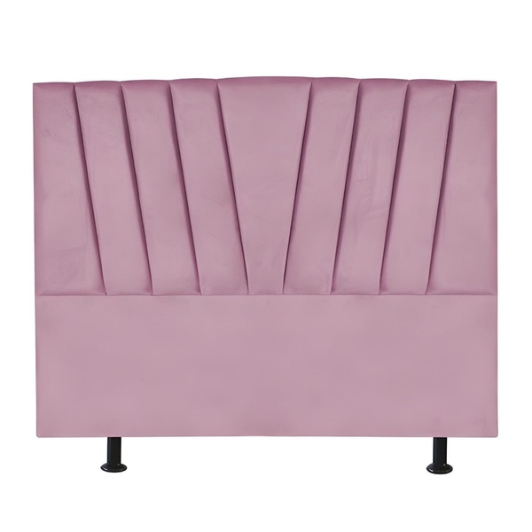 Cabeceira Estofada Cama Box King 195 Cm Malu Suede Rosa