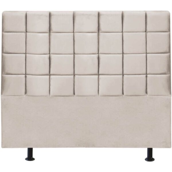 Cabeceira Estofada Cama Box King 195 Cm Mariana Veludo Bege