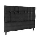 Cabeceira Estofada Cama Box King 195 Cm Opala Suede Preto