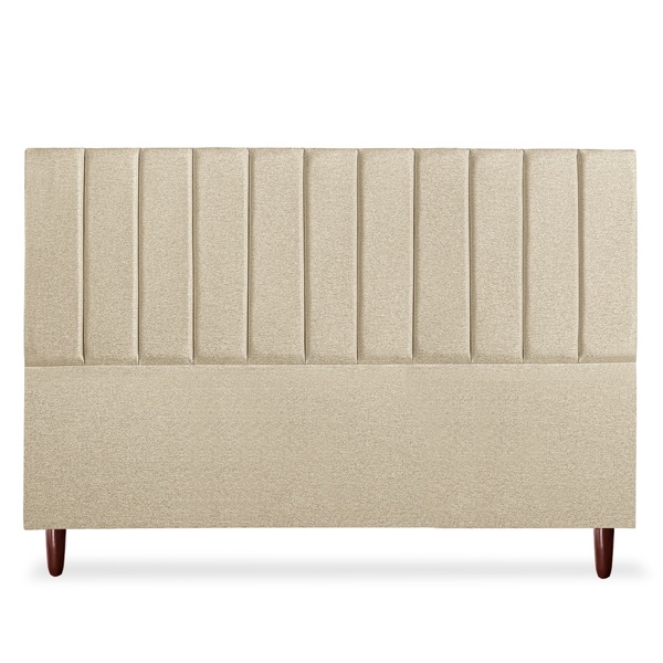 Cabeceira Estofada Cama Box King Carla 195cm Linho Cinza Escu