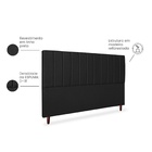 Cabeceira Estofada Cama Box King Carla 195cm Linho Preto