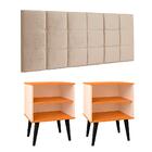 Cabeceira Estofada Cama Box Queen 1,60 Areia Kit 2 Mesinhas N