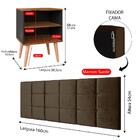 Cabeceira Estofada Cama Box Queen 1,60 Marrom Kit 2 Mesinhas