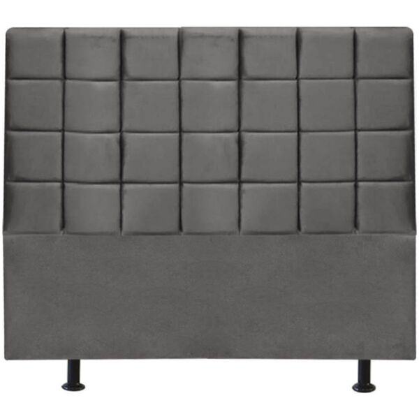 Cabeceira Estofada Cama Box Queen 160 Cm Clara Corino Cinza