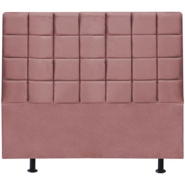 Cabeceira Estofada Cama Box Queen 160 Cm Clara Veludo Rosê