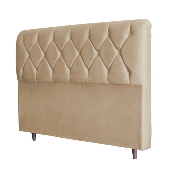 Cabeceira Estofada Cama Box Queen 160 Cm Diana Linho Bege Esc