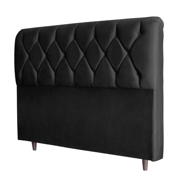 Cabeceira Estofada Cama Box Queen 160 Cm Diana Suede Preto