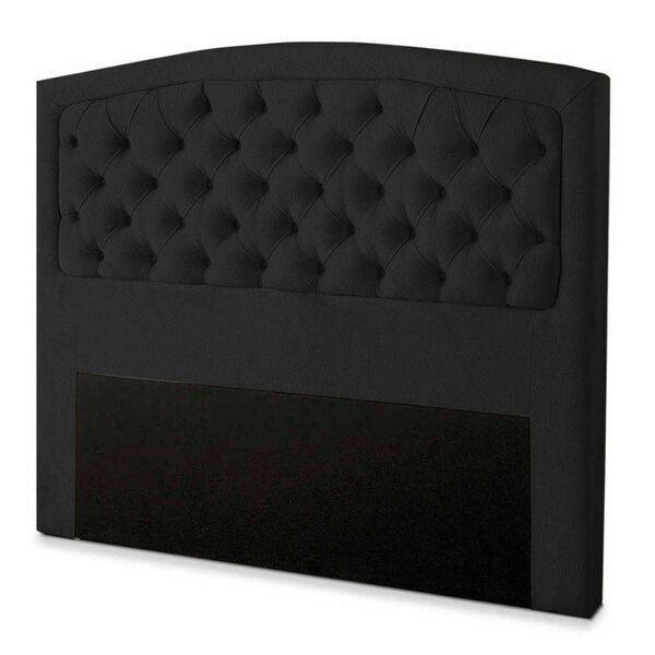 Cabeceira Estofada Cama Box Queen 160 Cm Jade Suede Preto