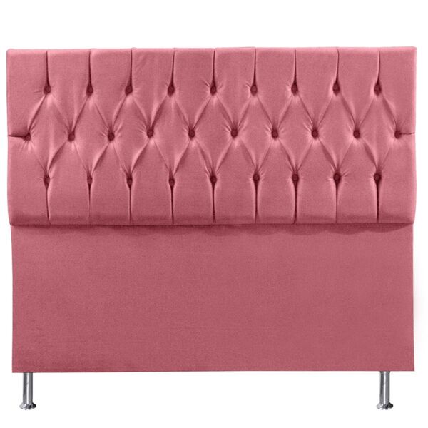 Cabeceira Estofada Cama Box Queen 160 Cm Madri Suede Rosa