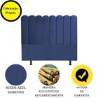 Cabeceira Estofada Cama Box Queen 160 Cm Maitê Suede Azul Mar