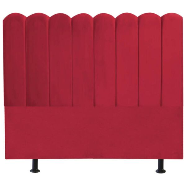 Cabeceira Estofada Cama Box Queen 160 Cm Maitê Suede Vermelho