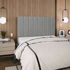 Cabeceira Estofada Cama Box Queen Carla 160cm Linho Cinza Esc
