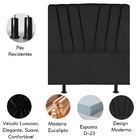 Cabeceira Estofada Cama Box Solteiro 100 Cm Malu Veludo Preto