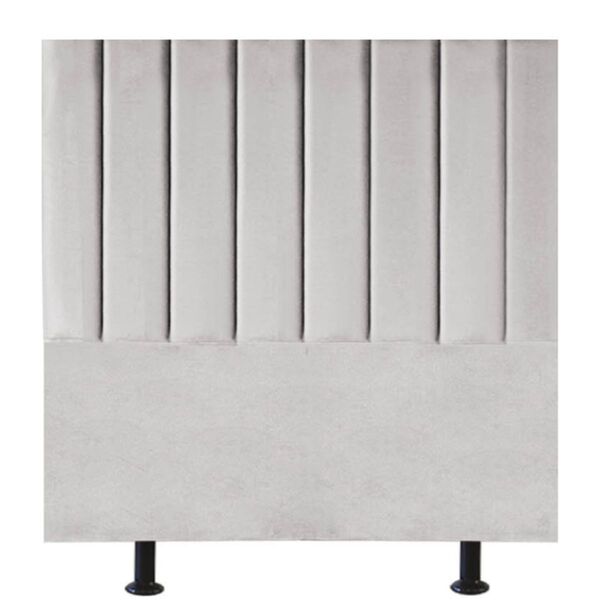 Cabeceira Estofada Cama Box Solteiro 100 Cm Mavie Veludo Cinz