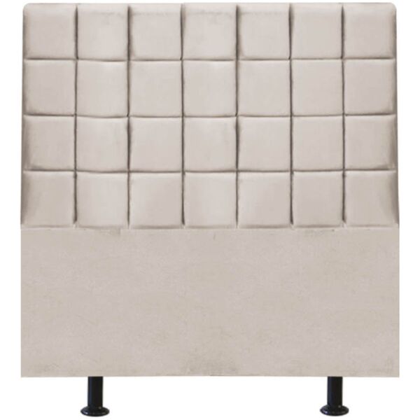 Cabeceira Estofada Cama Box Solteiro 90 Cm Clara Veludo Bege