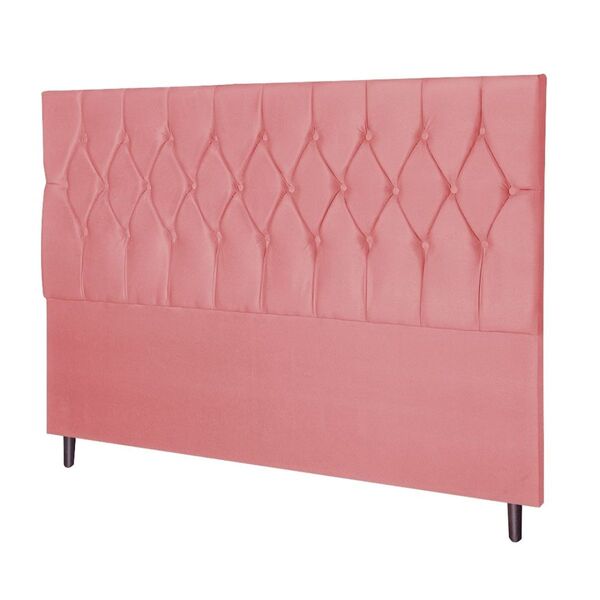 Cabeceira Estofada Cama Box Solteiro 90 Cm Madri Suede Rosa