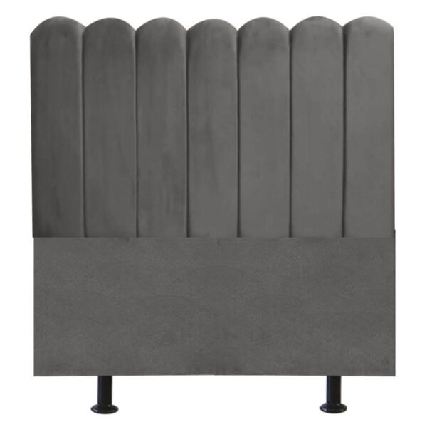 Cabeceira Estofada Cama Box Solteiro 90 Cm Maitê Suede Cinza