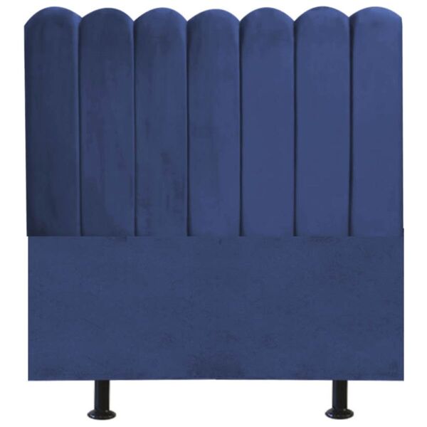 Cabeceira Estofada Cama Box Solteiro 90 Cm Maitê Veludo Azul