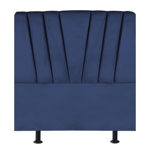 Cabeceira Estofada Cama Box Solteiro 90 Cm Malu Suede Azul Ma