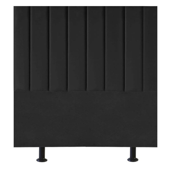 Cabeceira Estofada Cama Box Solteiro 90 Cm Maria Linho Preto