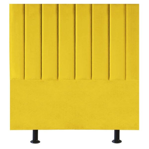 Cabeceira Estofada Cama Box Solteiro 90 Cm Mavie Suede Amarelo