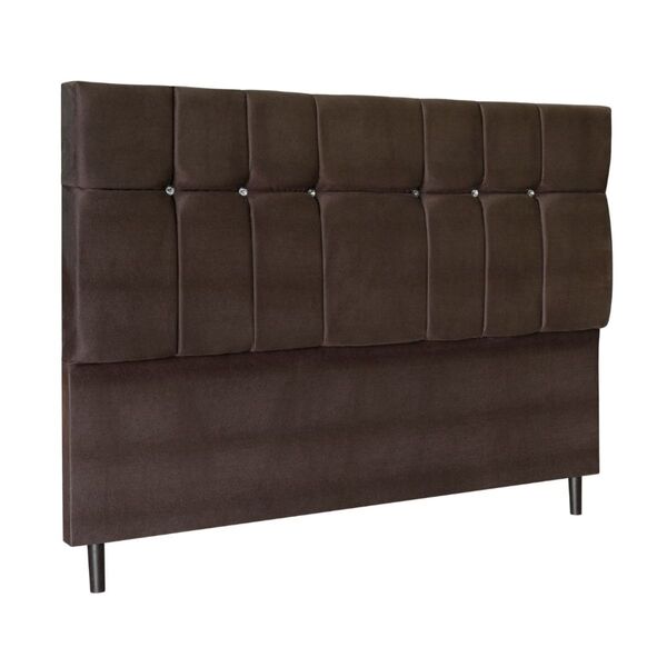 Cabeceira Estofada Cama Box Solteiro 90cm Opala Suede Marrom
