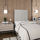 Cabeceira Estofada Cama Box Solteiro Carla 100cm Linho Cinza