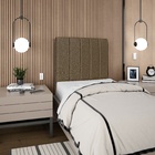 Cabeceira Estofada Cama Box Solteiro Carla 110cm Linho Marrom