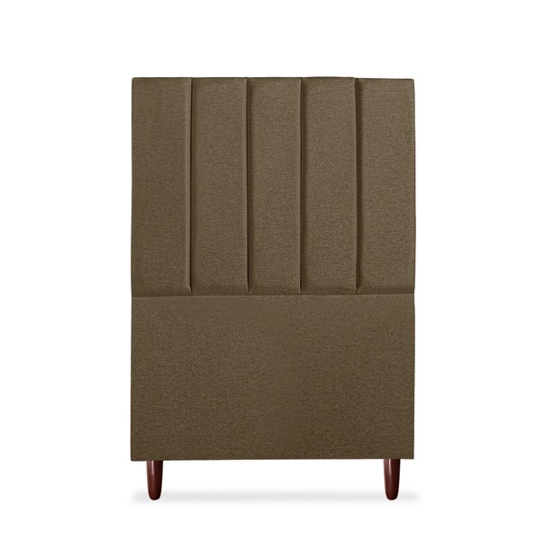 Cabeceira Estofada Cama Box Solteiro Carla 110cm Linho Marrom