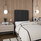 Cabeceira Estofada Cama Box Solteiro Carla 110cm Linho Preto