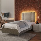 Cabeceira Estofada Cama Box Solteiro Com Led Star 90 Cm Linho