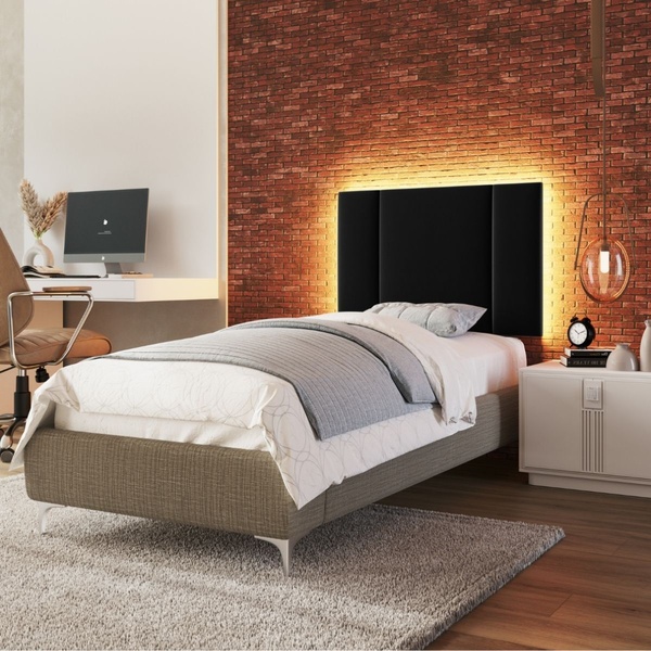 Cabeceira Estofada Cama Box Solteiro Com Led Star 90 Cm Velud