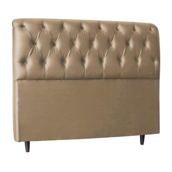 Cabeceira Estofada Cama Casal 140cm Bianca Suede Bege Escuro