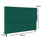 Cabeceira Estofada Cama Casal 140cm Opala Suede Azul Tiffany