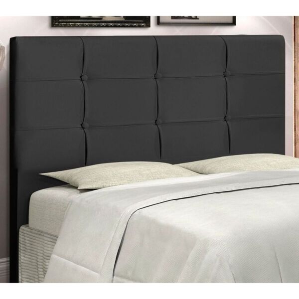 Cabeceira Estofada Cama Casal 144 Cm Style Suede Preto - Jbe