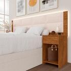 Cabeceira Estofada Cama Casal Diamond C/led Fre/bouclé Off Wh