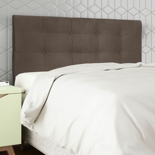 Cabeceira Estofada Cama King 195 Cm Atena Suede Suede Marrom
