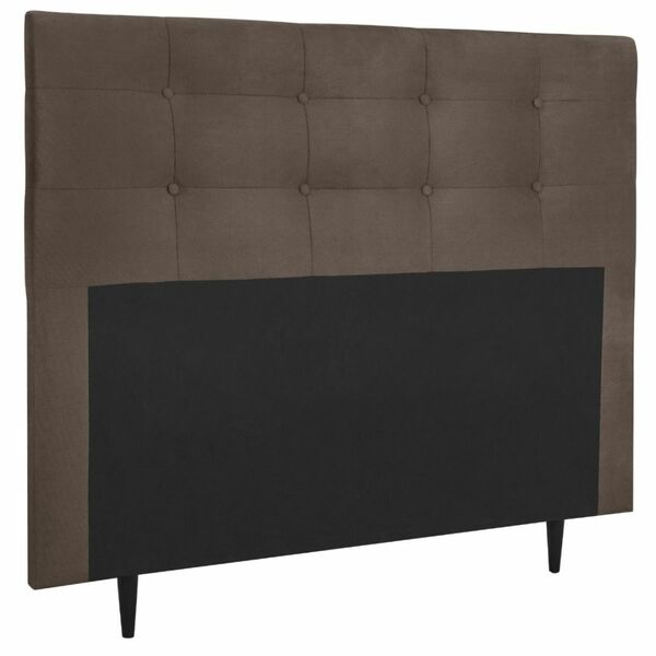 Cabeceira Estofada Cama King 195 Cm Cristal Suede Suede Marrom
