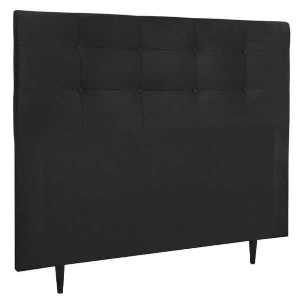 Cabeceira Estofada Cama King 195 Cm Helena Suede Preto