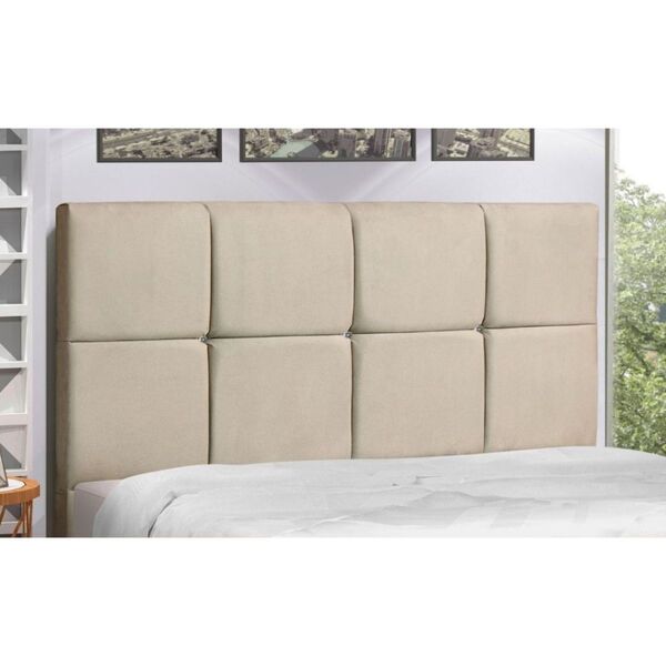 Cabeceira Estofada Cama Queen 164 Cm Paris Suede Bege - Jbe
