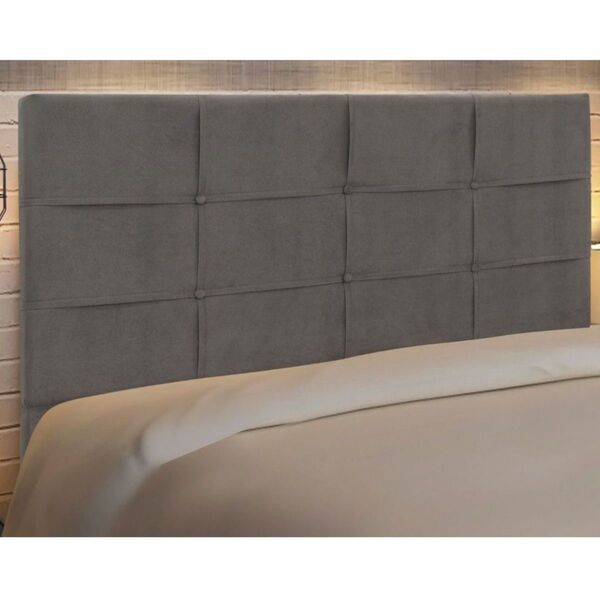 Cabeceira Estofada Cama Queen 164 Cm Style Suede Cinza - Jbe