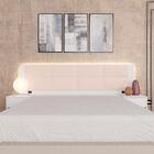 Cabeceira Estofada Cama Queen Diamond C/led Bco/bouclé Off Wh